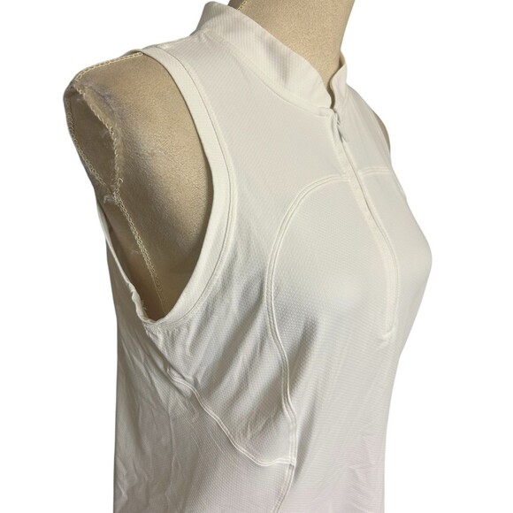 Lululemon Front Zip Mock Neck Tennis Tank Shirt White Sleeveless Top Sz 8 ? - Picture 4 of 8